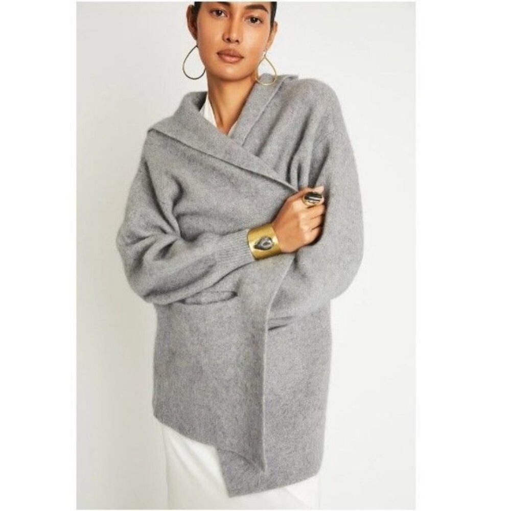 +BERYLL Vivian Cashmere Cropped Coat with Hood Coatigan, Shell Gray, OS, NWT